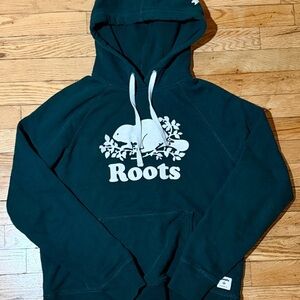 Roots Unisex Beaver Logo Hoodie Forest Green Size M (165/92A)